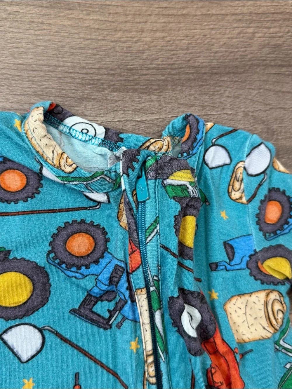 Posh Peanut Roberts Farm Tractor Zip Footie Bamboo Pajamas - Blue - Sz. 18-24m